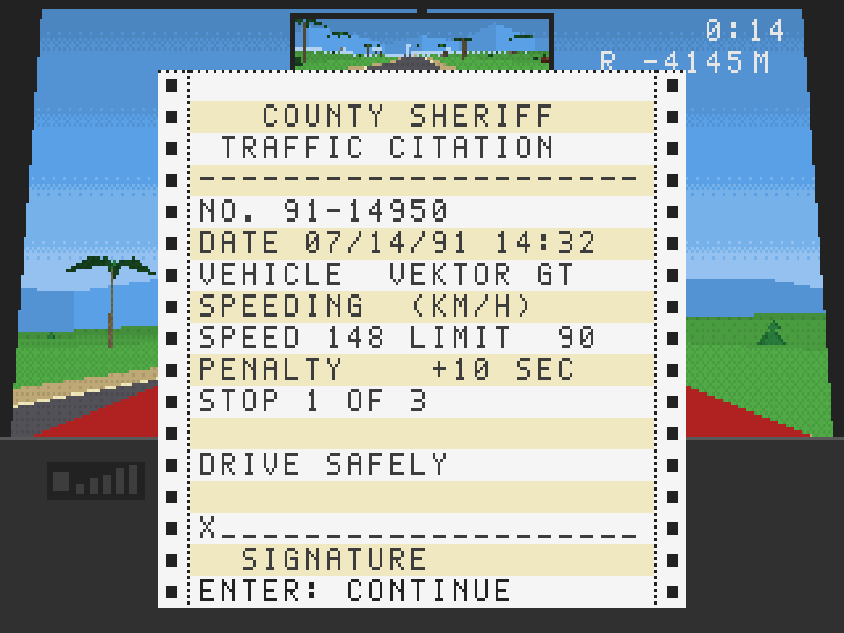 Dot-matrix printed traffic citation