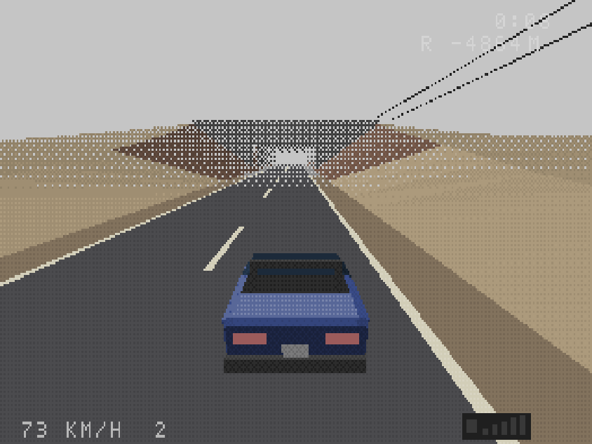 Desert road in fog